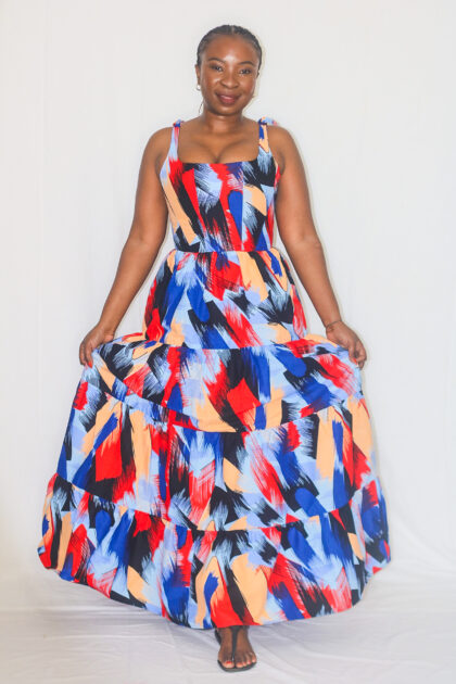 Zuri Corset Tiered Maxi Dress